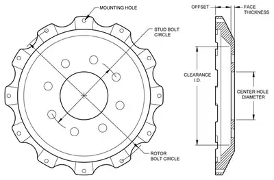 Wilwood Brakes Wilwood HAT12x10.75 BC8x6.50 MT1.55 OFFSET