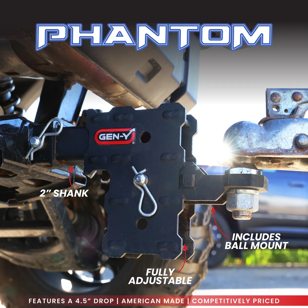 PHANTOM 2 Hollow Shank 4.5 Drop 5k Tow .5K TW with Mount Pin And Clip product image