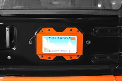 Steinjager Steinjäger Exterior Accessories Wrangler JL 2018 to Present License Plate Brackets Fluorescent Orange