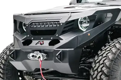 Fab Fours Grumper Light Bar Mount; 20 In. Light Bar; 11 Gauge Steel Construction; 2 Stage Matte Black Powder Coat w/Epoxy Primer;