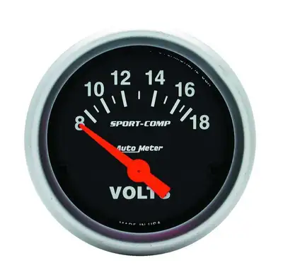 AutoMeter Gauge, Voltmeter, 2 1/16", 18V, Elec, Sport-Comp
