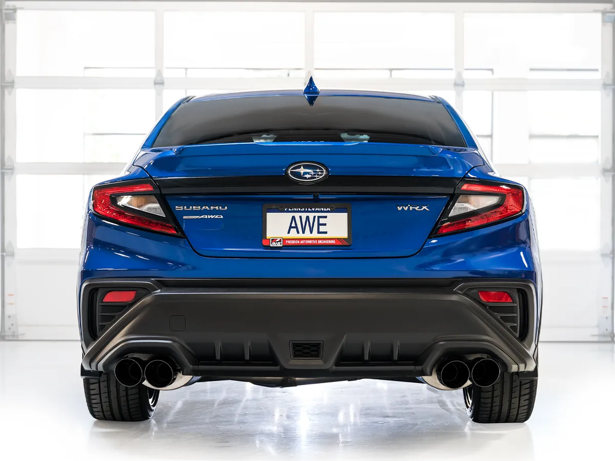 AWE Track Edition Axleback Exhaust for VB Subaru WRX - Diamond Black Tips 3020-43424 product image