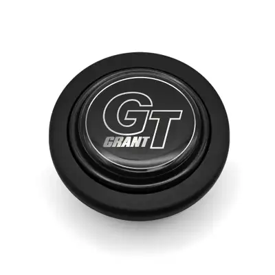 Grant Signature Horn Button; Black Plastic w/Grant GT Logo;