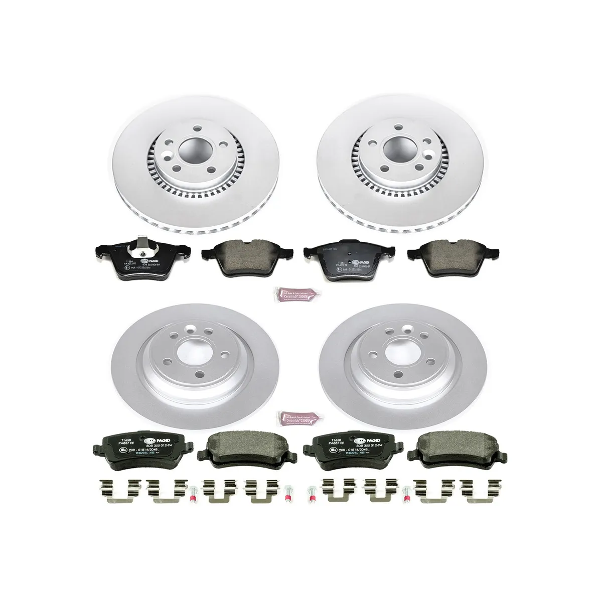 Euro-Stop Kit: Genuine Geomet Fully Coated Rotors; Ece-R90 Certified Pads W/Hardware product image