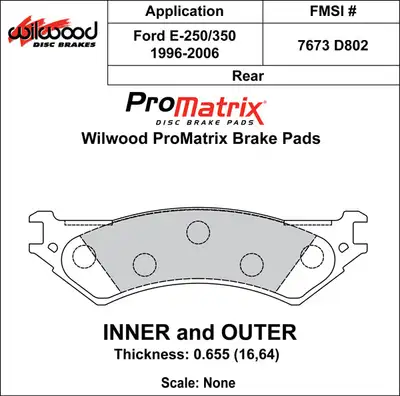 Wilwood Brakes 1999 - 2007 Ford Original Equipment Pads - 150-D0802K