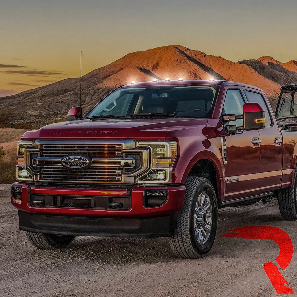 Ford 17-23 Superduty 5-Piece Set Clear Cab Roof Light Lens With 2-Way Forward Rear Facing White Ultra High-Power Leds - Attn This Cab Light Set is For a Fresh Install on a Truck That Did Not Come With OEM Cab Roof Lights no Square Hole Required - on product image