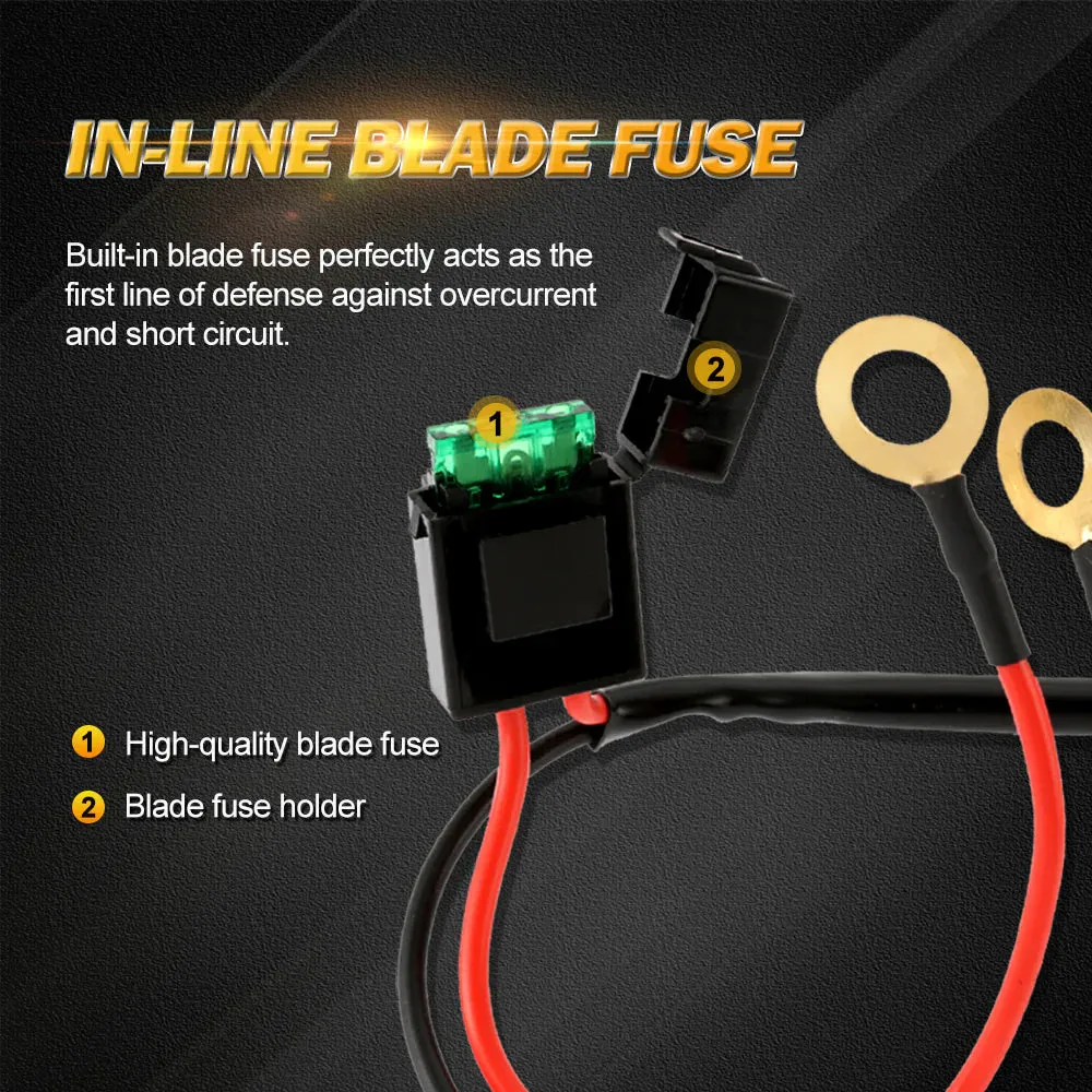 LED Light Bar Wiring Harness Kit (2 Leads 16awg) With Fuse 12v 40a Relay "no Drill" On/Off Switch product image