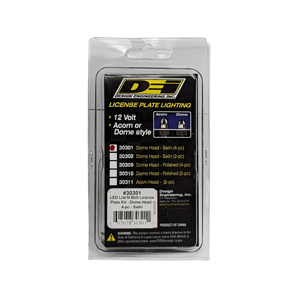 DEI 30301 Lite'N Boltz LED License Plate Lighting Kit Satin 4-Pack 030301 product image
