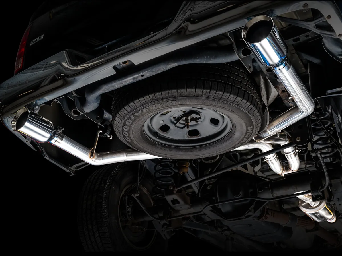 AWE 0FG Single Side Exit Catback Exhaust for 4th Gen RAM 1500 5.7L (without bumper cutouts) - Dual Diamond BlackTips product image