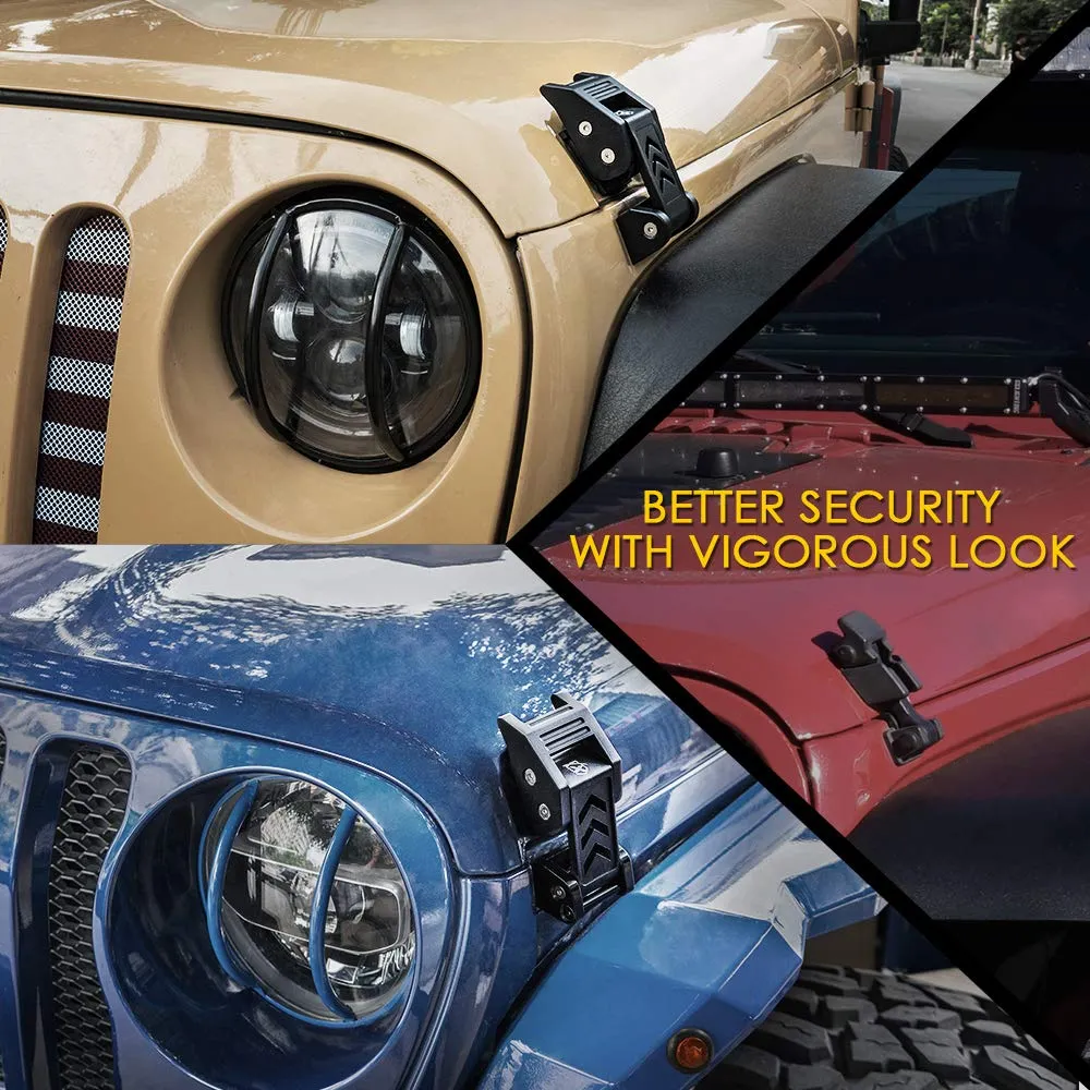 Xprite Black Aluminum Hood Latch Kit for 2007-2018 Jeep Wrangler JK & 2018+ Jeep Wrangler JL product image