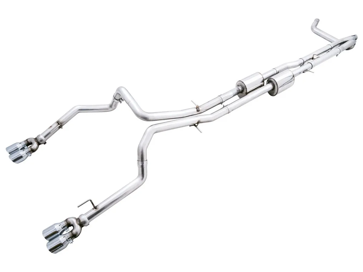 AWE 0FG Catback Exhaust for Silverado ZR2/Sierra AT4X - Dual Bashguard (no tips) product image