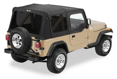 Bestop Black Sailcloth Replace-a-Top, Sailcloth Sailcloth Replace-a-Top Jeep 88-95 Wrangler; Includes upper door skins; Tinted side and rear windows