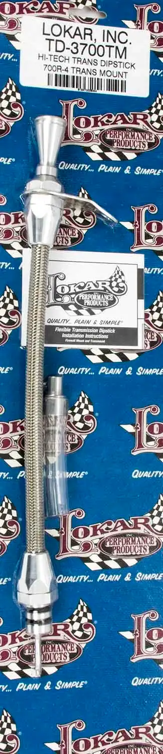 Lokar Hi-Tech Flexible Braided Transmission Dipstick; Transmount; Incl. Flexible Inner Dipstick/Funnel Adapter/Braided Stainless Outer Housing; Stainless Steel Finish;