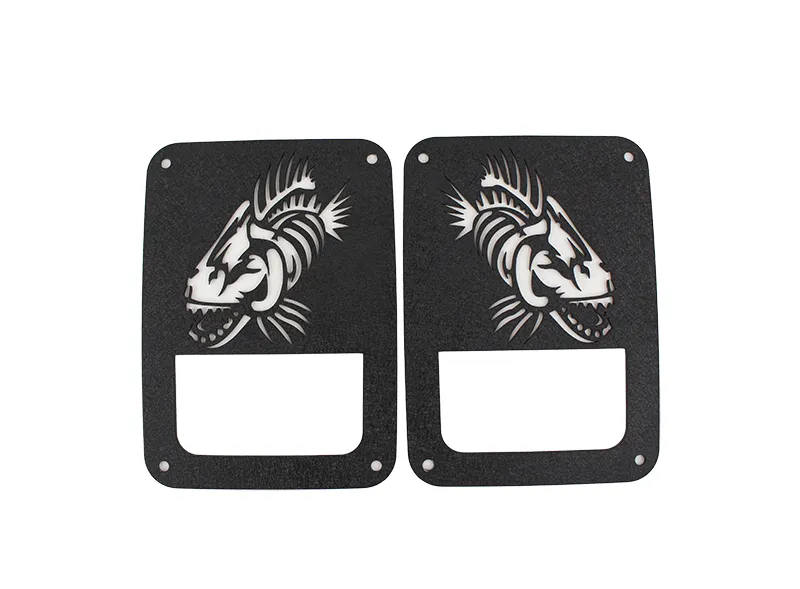 Jeep JK Tail Light Covers 07-18 Wrangler JK Black Textured Powdercoat Fishbone Offroad product image