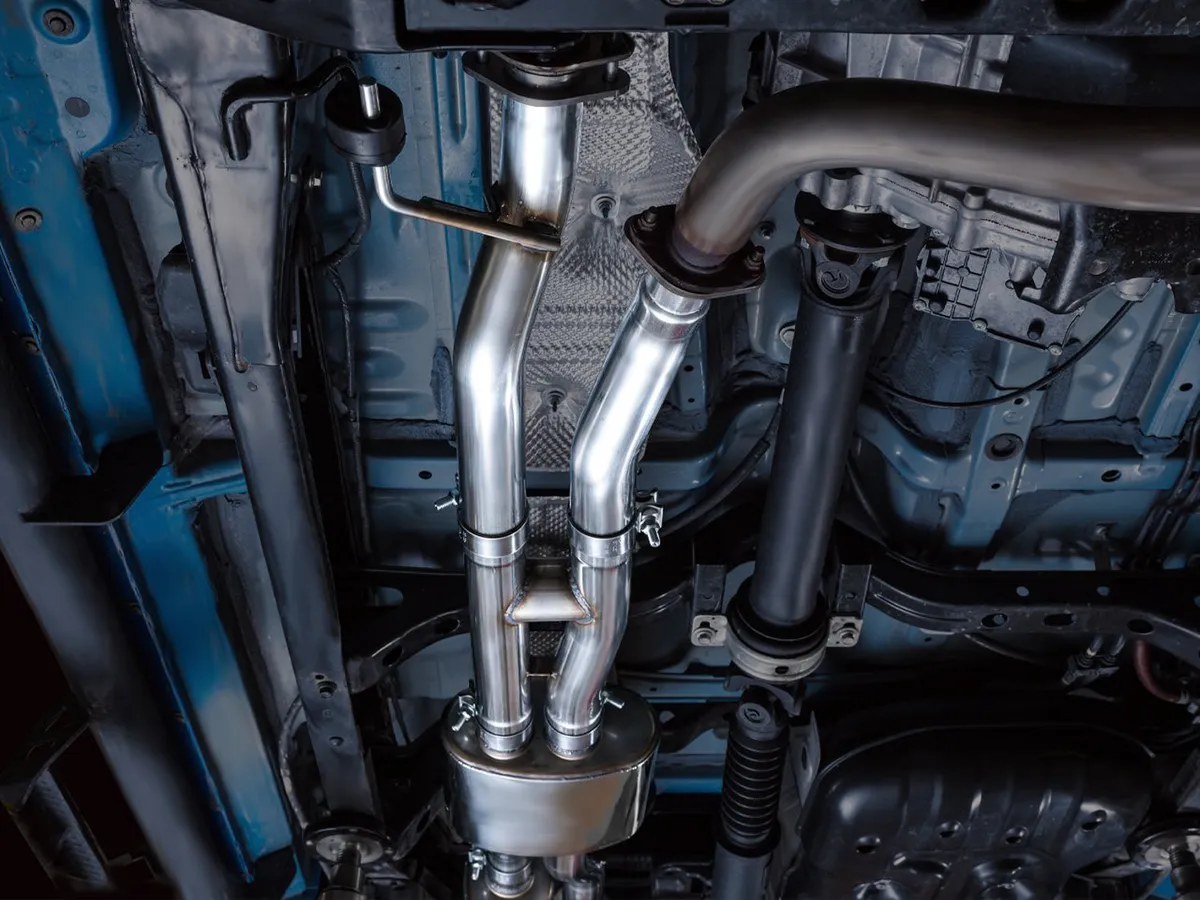 AWE 0FG Exhaust with BashGuard for 3rd Gen Tacoma - Dual Diamond Black Tips product image