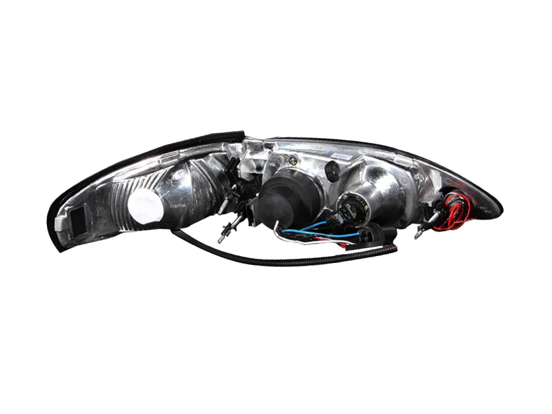 Projector Headlight Set w/Halo; Clear Lens; Black Housing; Pair; 1 pc.; product image
