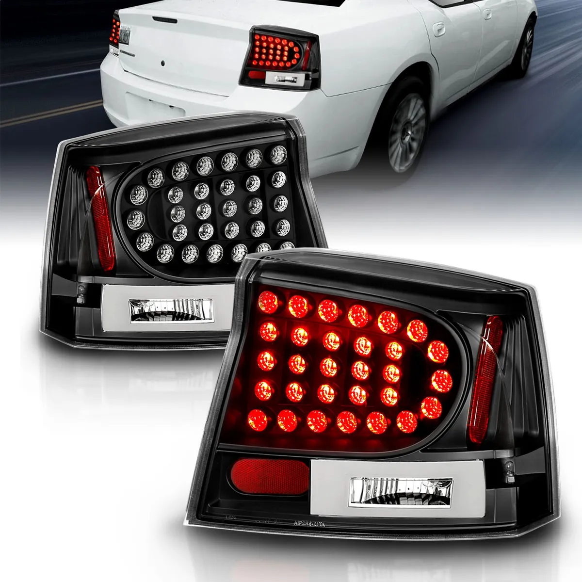 LED Tail Light Assembly; LED; Clear Lens; Black Housing; Pair; product image