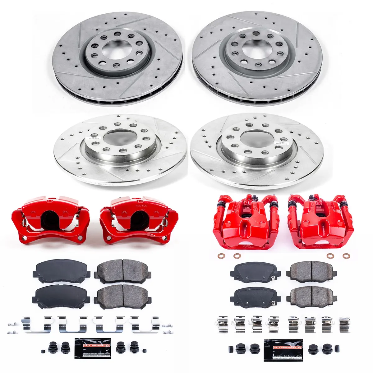 Z23 Evolution Sport Upgrade Kit: Drilled/Slotted Rotors; Carbon-Fiber Ceramic Pads; Powder Coated Calipers product image