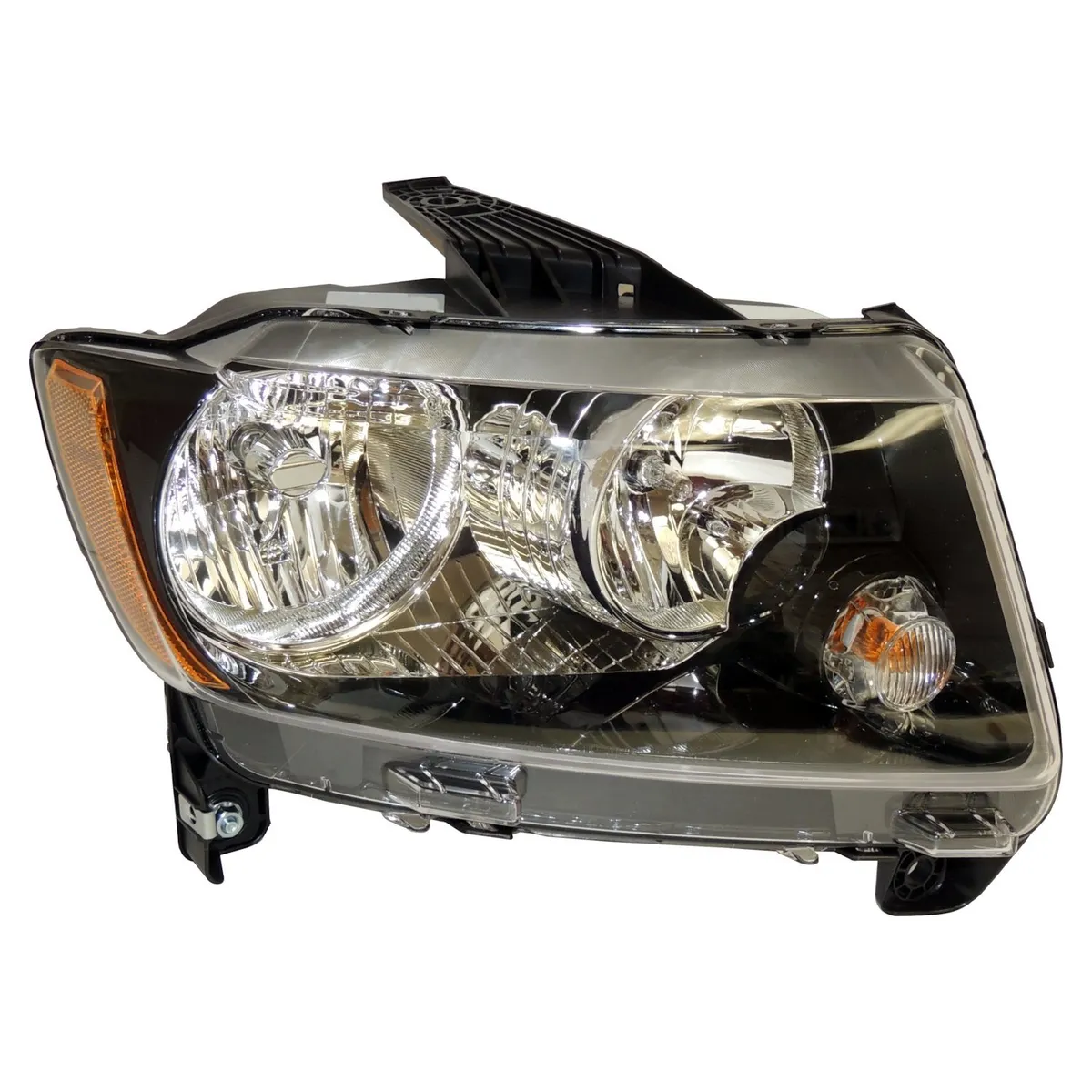 Crown Automotive Jeep Replacement Blackamberclearchrome Headlight w/ Halogen Bulbs w/ Black Bezels;right Headlamp;includes Bulbs