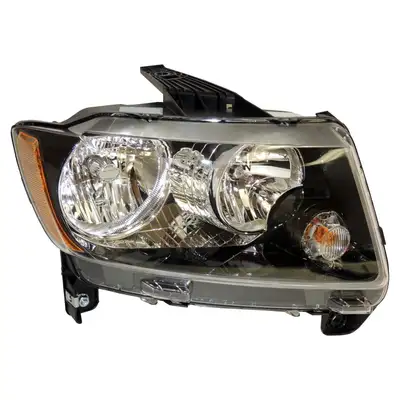 Crown Automotive Jeep Replacement Blackamberclearchrome Headlight w/ Halogen Bulbs w/ Black Bezels;right Headlamp;includes Bulbs