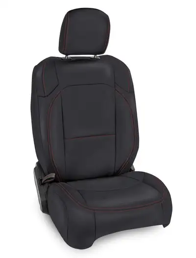 PRP Front Seat Covers for Jeep Wrangler JLU 4 Door Jeep Gladiator JT with Pocket Back Pair Black with Red Stitching PRP Seats