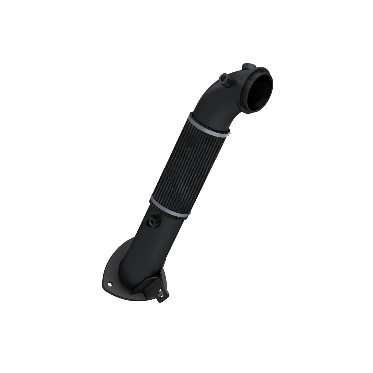 Armor BLK Turbocharger Down Pipe; 3 in.; Black Coated; For Use w/3 Bolt Flange Style Connection; 4 in. Outlet Diameter Tip; product image