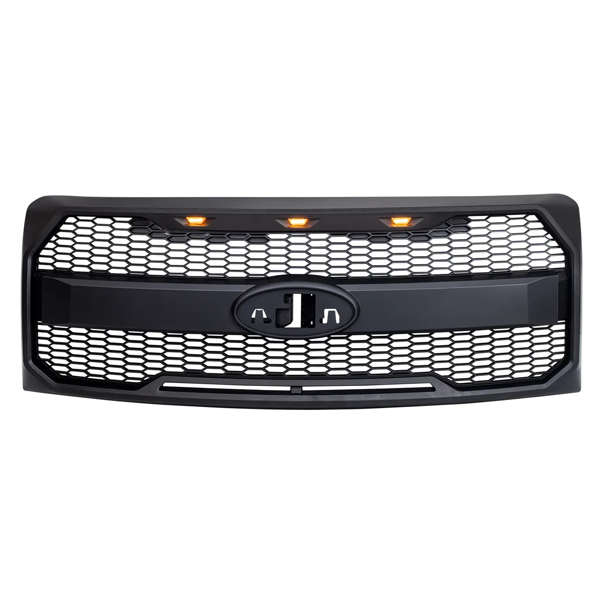 American Modified Amfmaa00159 Raptor Style Grille w/ Amber Lights& Emblem Holder, Matte Black product image
