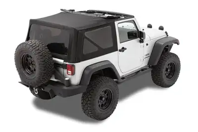 Bestop Replace-A-Top for OEM Hardware For Jeep 2007-2009 Wrangler JK 2 Door Tinted Black Premium Twill No Door Skins Included Bestop