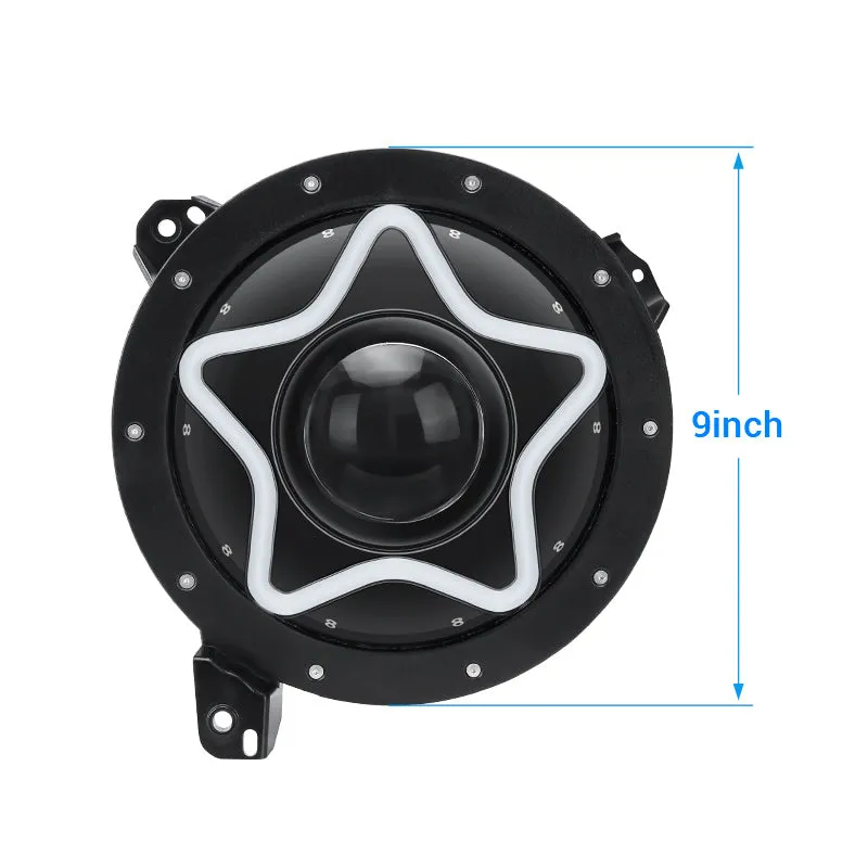 Star Style 9 Inch LED RGB Halo Headlights with Turn Signals for 2018-Later Jeep Wrangler JL and Gladiator JT product image
