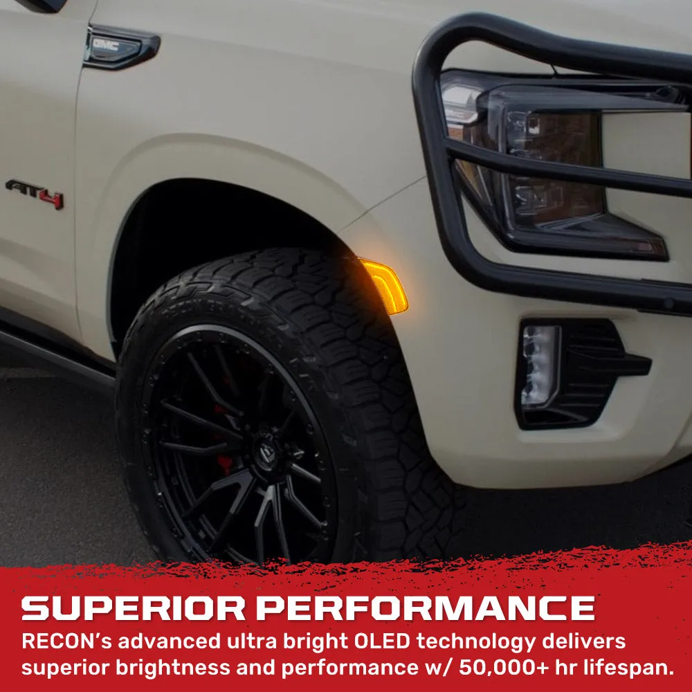 Cadillac 21-24 Escalade & Gmc 21-24 Yukon/Yukon Xl/Yukon Denali (5th Gen) & 21-24 Chevy Tahoe/Suburban (5th Gen) LED Front Fender Lens White or Amber Leds - Smoked or Clear Lens product image