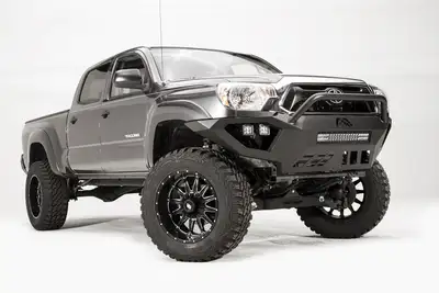Fab Fours Vengeance Front Bumper; 2 Stage Black Powder Coated; w/Pre-Runner Grill Guard;