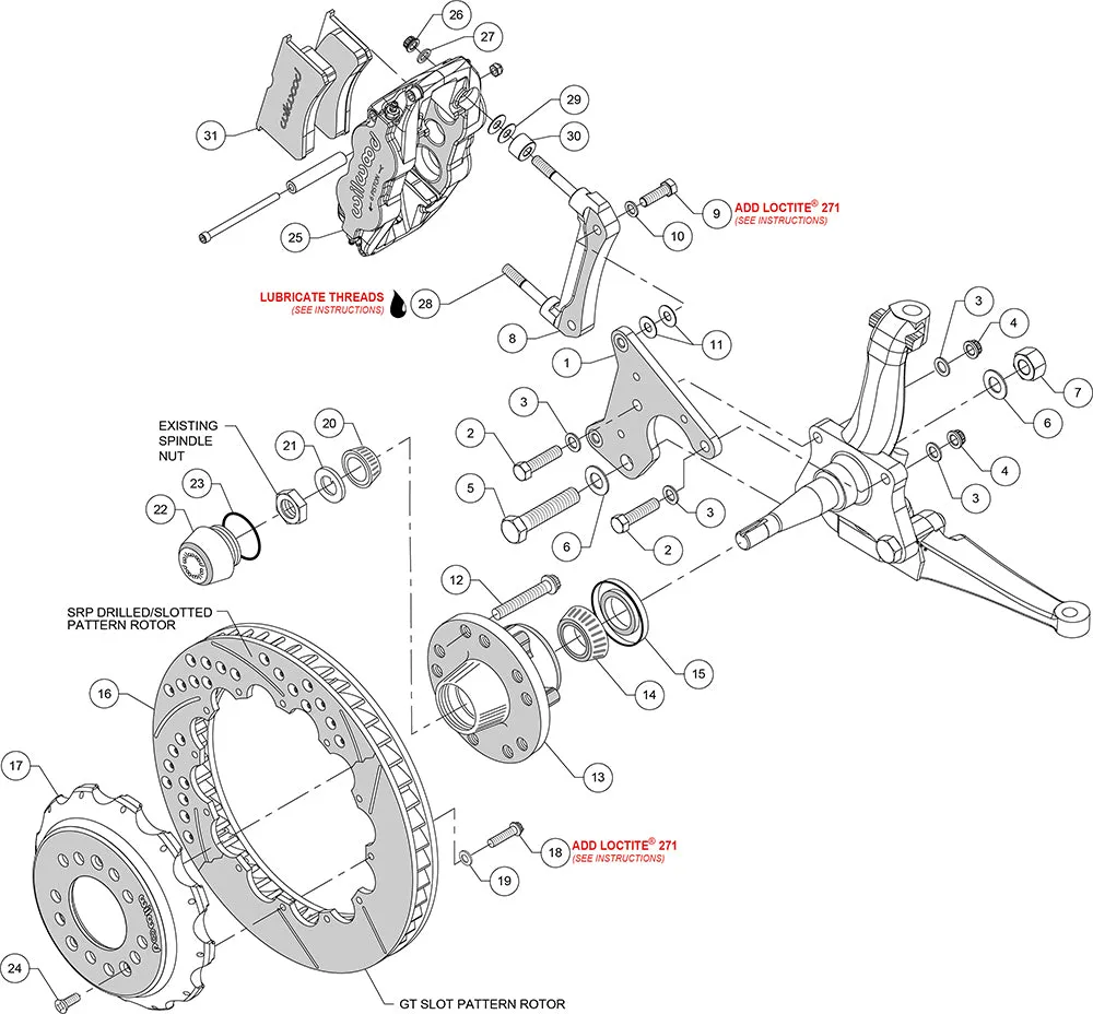 1965 - 1972 Chrysler, Dodge, Plymouth Forged Narrow Superlite 6R Big Brake Front Brake Kit (Hub) - 140-15200 product image