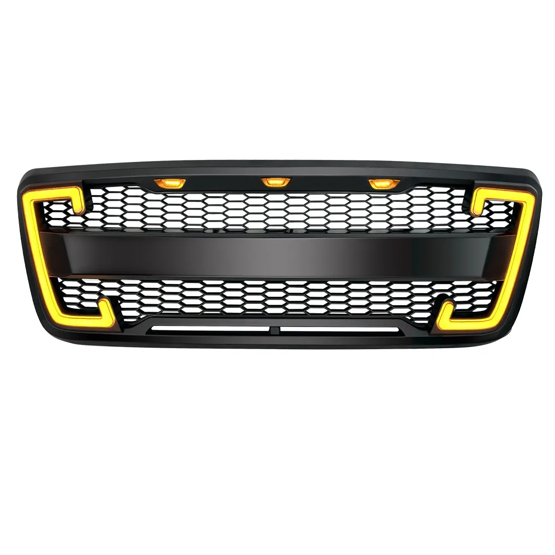 Raptor Style Mesh Grille W/ DRL & Turn Signal Lights - Matte Black For 2004-2008 Ford F150 product image