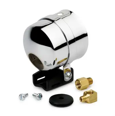 AutoMeter Gauge Mount, 2 5/8", Pedestal w/ Chrome Cup, For Liquid Filled Mech. Gauge