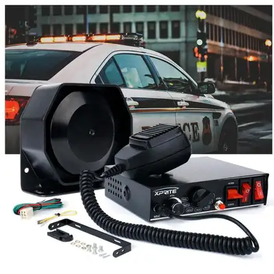Xprite 200W Police Siren PA System with Handheld Microphone and Light Control | G4
