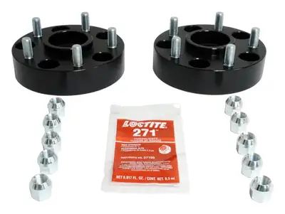 Crown Automotive Jeep Replacement Black Wheel Spacer Set Set of 1-1/2" Thick Wheel Spacers For 5 on 5" Bolt Pattern;includes (2) 1-1/2" Thick Gloss Black Anodized Wheel Spacers And (10) Nuts;these Wheel Spacer Kits Are Wheel And Hub-Centric.for Replacement Wheel Stud Order Dorman P/N: 610