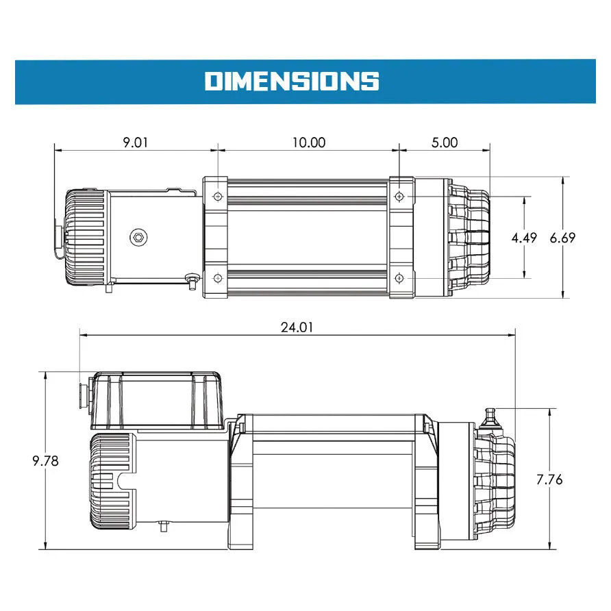 Tiger Shark 15000SR 15000lb 12V DC Winch with Synthetic Rope Black - 1515001 product image