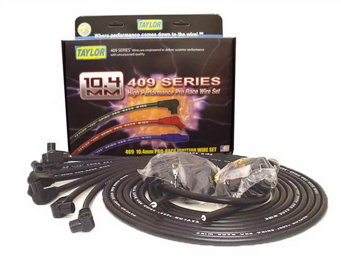 Taylor Cable Taylor Cable Universal 10.4mm 409 Series Spark Plug Wire Set - 8 Cylinders - 90° Spark Plug Boot Angle - Black - 79051