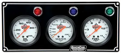 Quickcar Racing 3 Gauge Panel OP/WT/FP Black