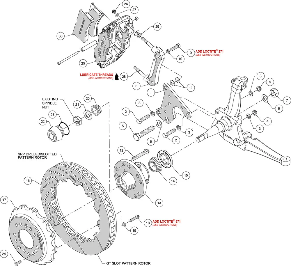 1965 - 1972 Chrysler, Dodge, Plymouth Forged Narrow Superlite 6R Big Brake Front Brake Kit (Hub) - 140-15199 product image