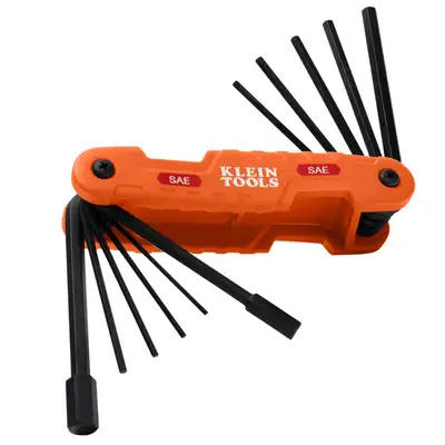 Klein Tools Pro Folding Hex Key Set 11key SAE Sizes