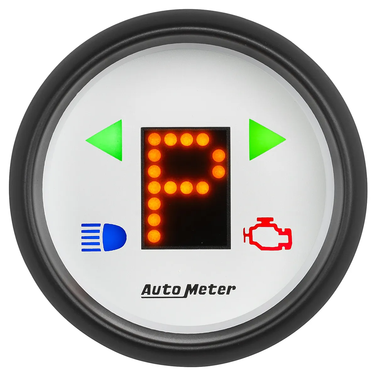 Gauge, Gear Pos, 2 1/16", incl indicators, White Dial, Red LED, Black Bezel product image