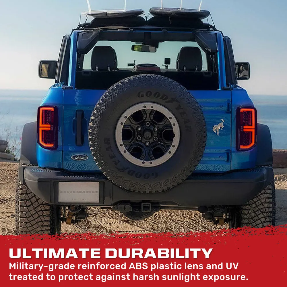 Ford 21-25 Bronco Tail Lights High-Powered Oled Bar Style Running & LED Brake Lights, Includes Oled Startup Sequence - Multiple Options product image