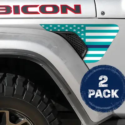 Under The Sun Inserts White & Light Blue Thin Blue Line Flag 2pc Vinyl Fender Decal