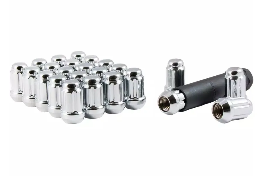Gorilla Small Diam Spline Acorn Lug Nuts 3/4&13/16 Key 1/2-20 Chr Set of 24 K6CS-0012GR