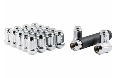 Gorilla Small Diam Spline Acorn Lug Nuts 3/4&13/16 Key 1/2-20 Chr Set of 24 K6CS-0012GR