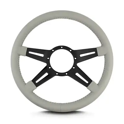 Lokar Lecarra Mark 9 Elegante Steering Wheel; Light Grey; Black Spokes; 14 in. Standard Grip;