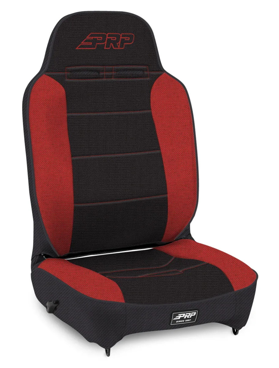 PRP Enduro High Back Reclining Suspension Seat Driver Side Black and Red PRP Seats