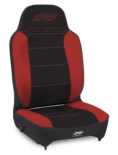 PRP Enduro High Back Reclining Suspension Seat Driver Side Black and Red PRP Seats
