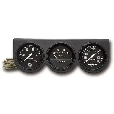 AutoMeter Autometer 2398 Gauge Console, Oilp/Wtmp/Volt, 2 5/8, 100psi/280?f/16v, Blk Dial, Blk Bzl, ag